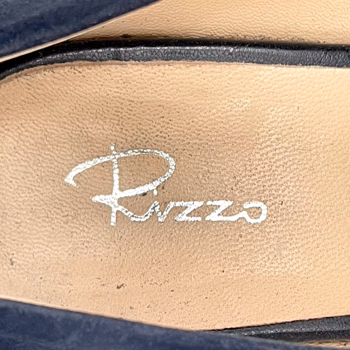 Rizzo - Escarpins classiques en daim bleu foncé, pointure 37, Italie