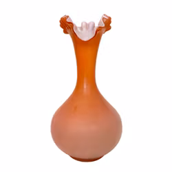 Antik victoriansk abrikosfarvet, skyggelagt stor glasvase, mundblæst