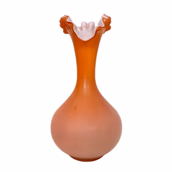 Antik Viktoriansk aprikosfärgad skuggad stor glasvas, handblåst