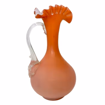 Antik Viktoriansk aprikosfärgad skuggad stor glasvas, handblåst