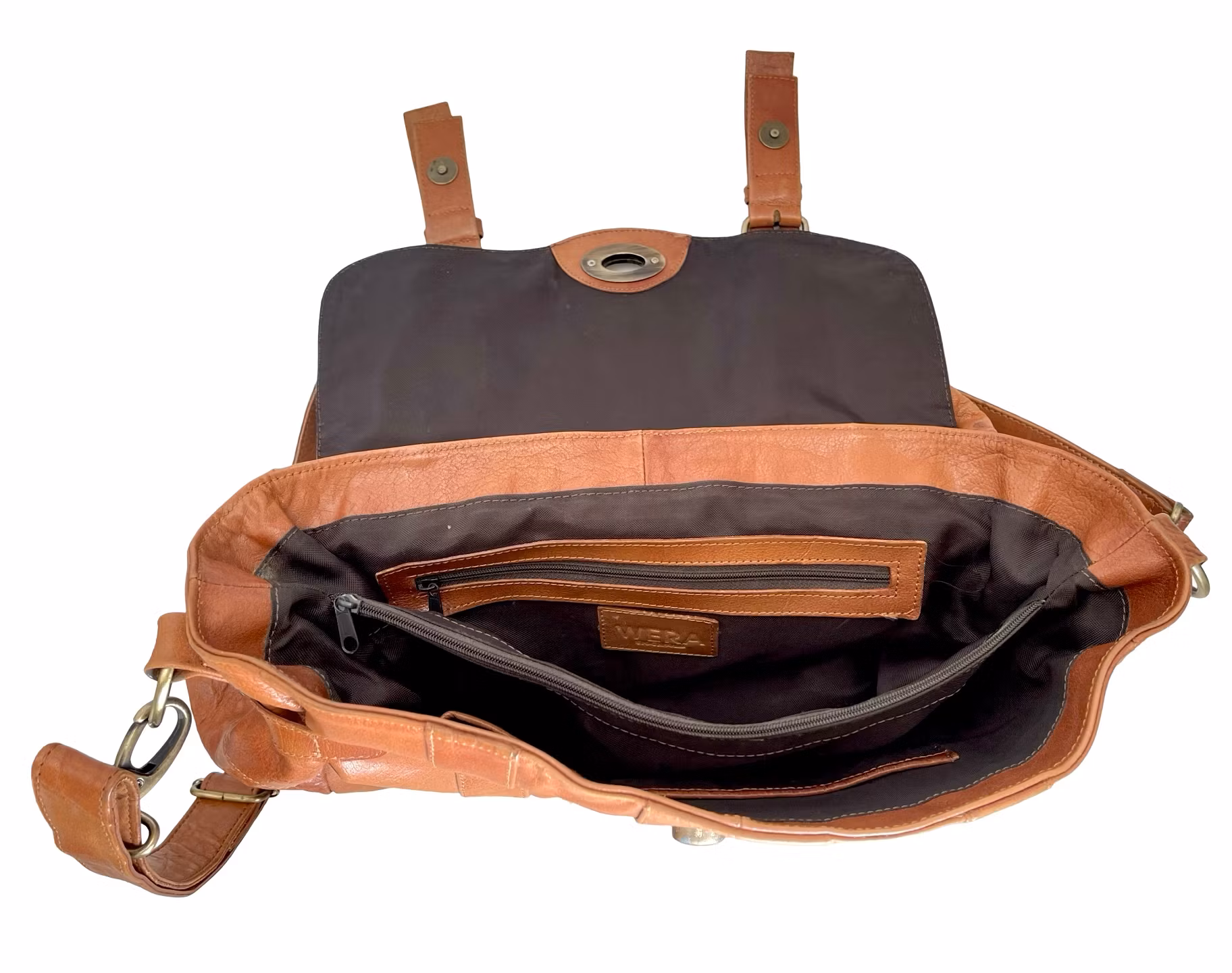 Wera - Większe skórzane etui z wieloma różnymi przegródkami