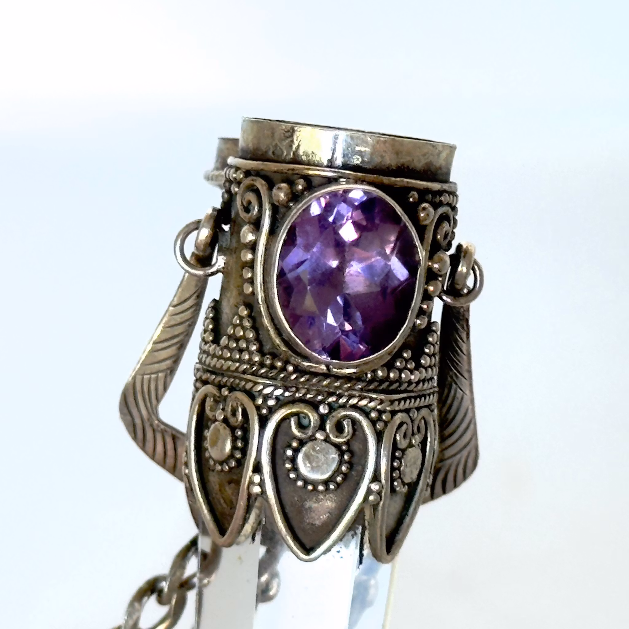 Vintage Sterling Silber 925 Halskette mit Amethyst & Bergkristall