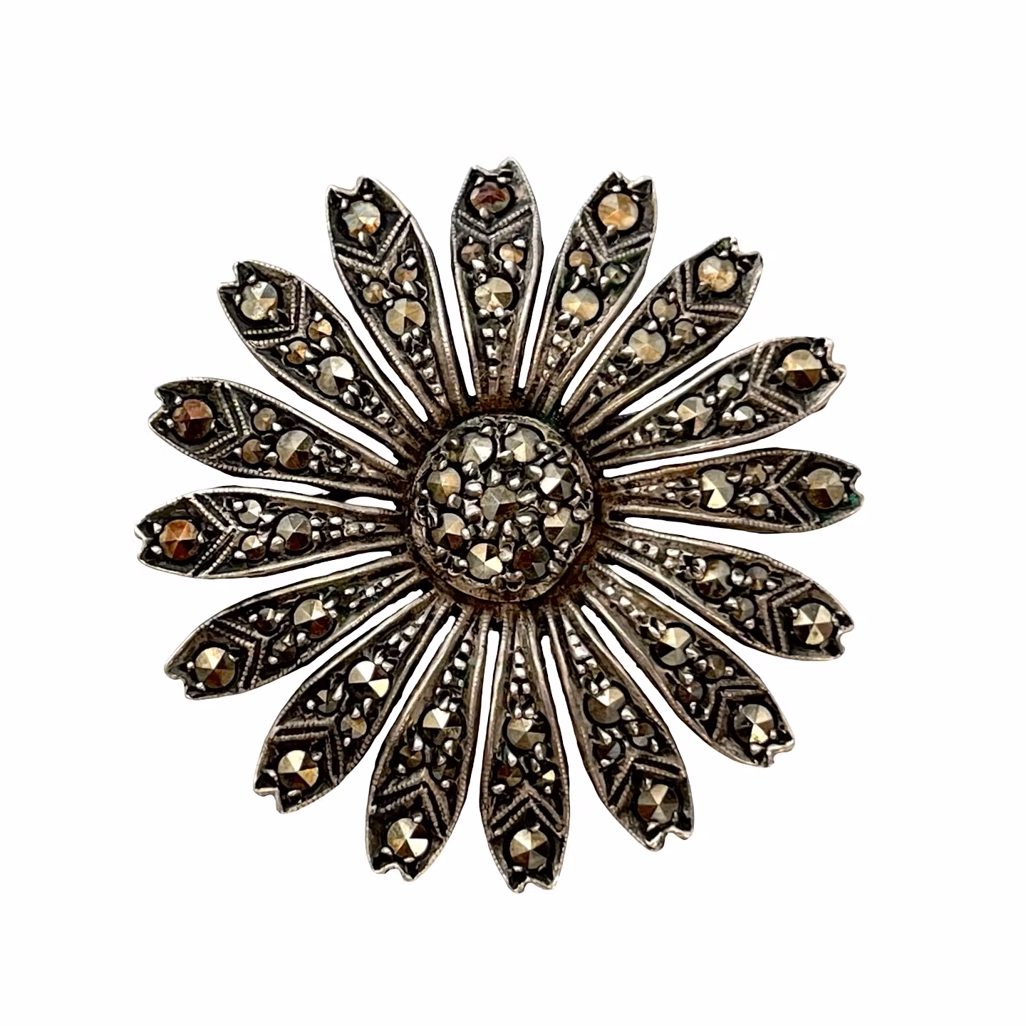 Vintage rintaneula, 835 hopeaa, hiotut markasiitit