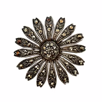 Vintage Brosch silver 835 med slipade markasiter