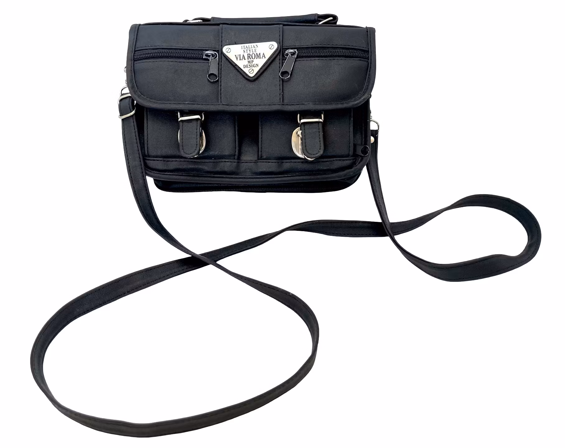 Vintage Via Roma MP - Italiaans design, schoudertas - zwart