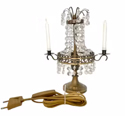 Bordslampa Bordslyster, Kristall prismor och brons, 30-tal.