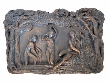 GINO MANCA. Väggrelief, bronserad konstmassa, signerad