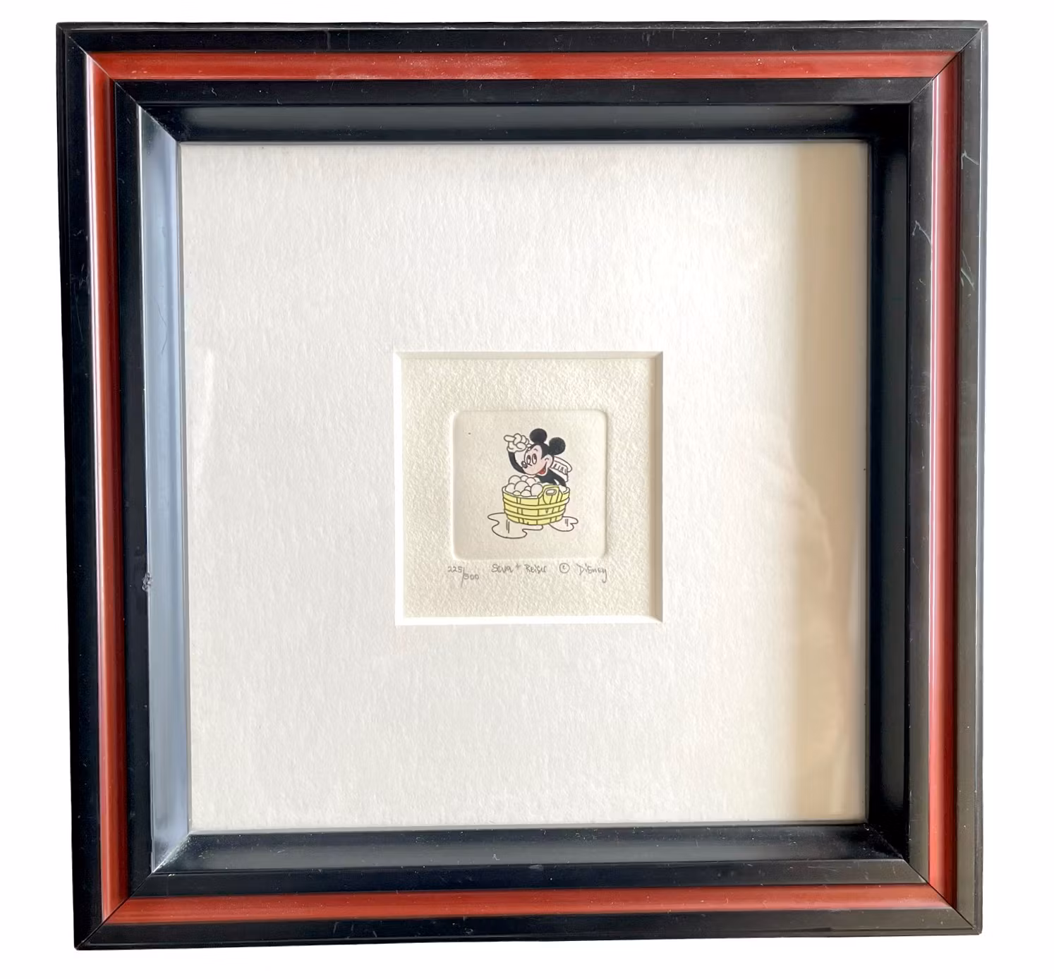 DISNEY, original etsning, Musse Pigg bader, nummer 225/500, Signerad Sowa + Reiser