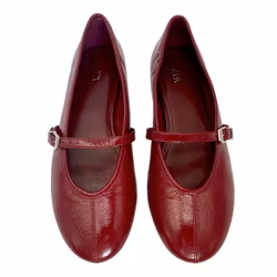 ZARA - BALLERINA Damskor Röda lackskor i skinn Balettskor, storlek 37
