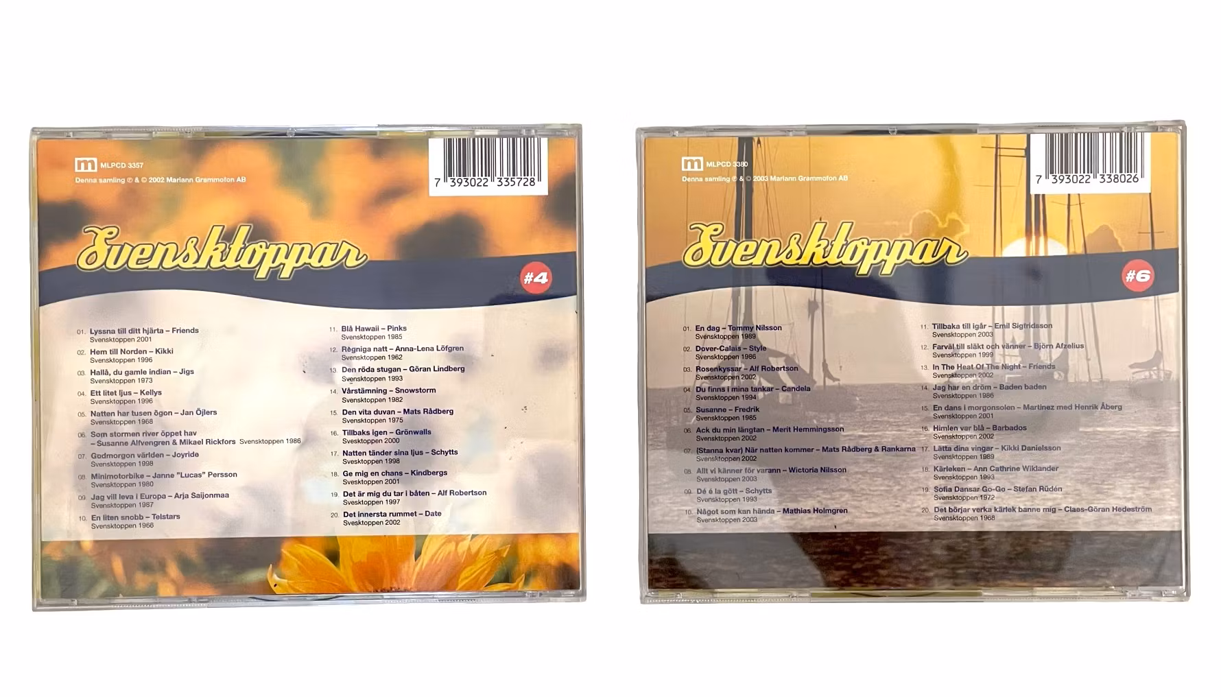 6 pcs. 20 Swedish Top Songs 1962 - 2002, Collected on CDs
