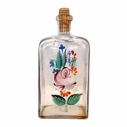 Antyczna, ręcznie malowana karafka/butelka na brandy z XIX wieku
