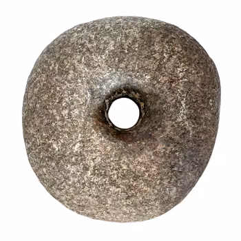 KLUBBA - Neolitisk stor klubbhuvud Genomborrad sten