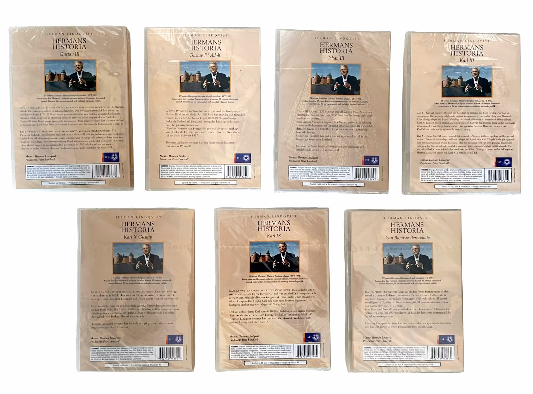 7 stk. Hermans historie, svenske konger/regenter, innpakket DVD NY