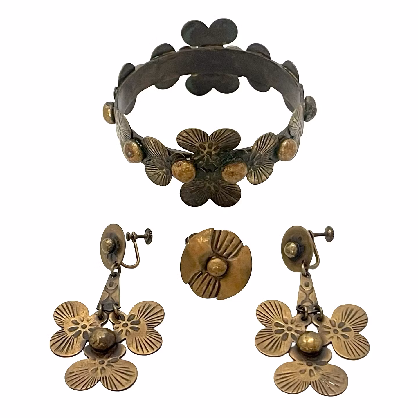 SEPPO TAMMINEN (Finlandia, 1944-2012) Biżuteria z brązu 4 sztuki.