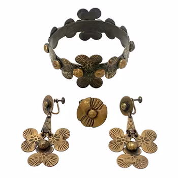 SEPPO TAMMINEN (Finlandia, 1944-2012) Biżuteria z brązu 4 sztuki.