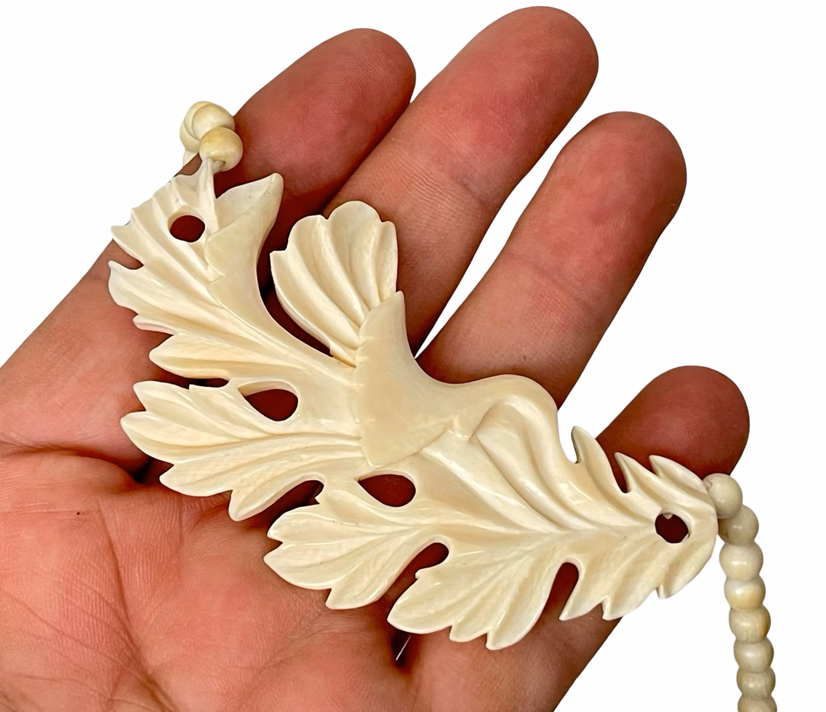 Antyczny wiktoriański naszyjnik z prawdziwej kości słoniowej