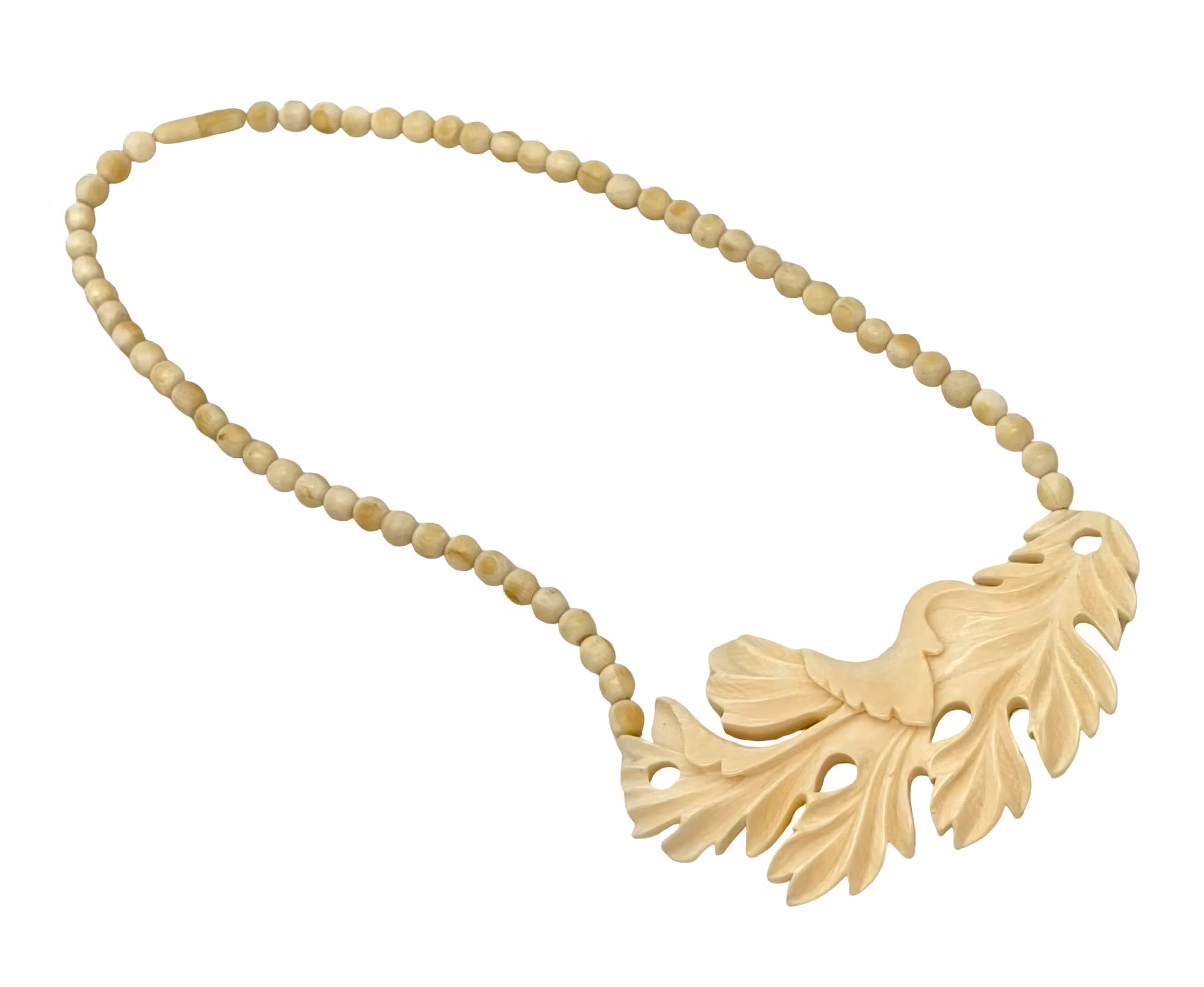 Antyczny wiktoriański naszyjnik z prawdziwej kości słoniowej