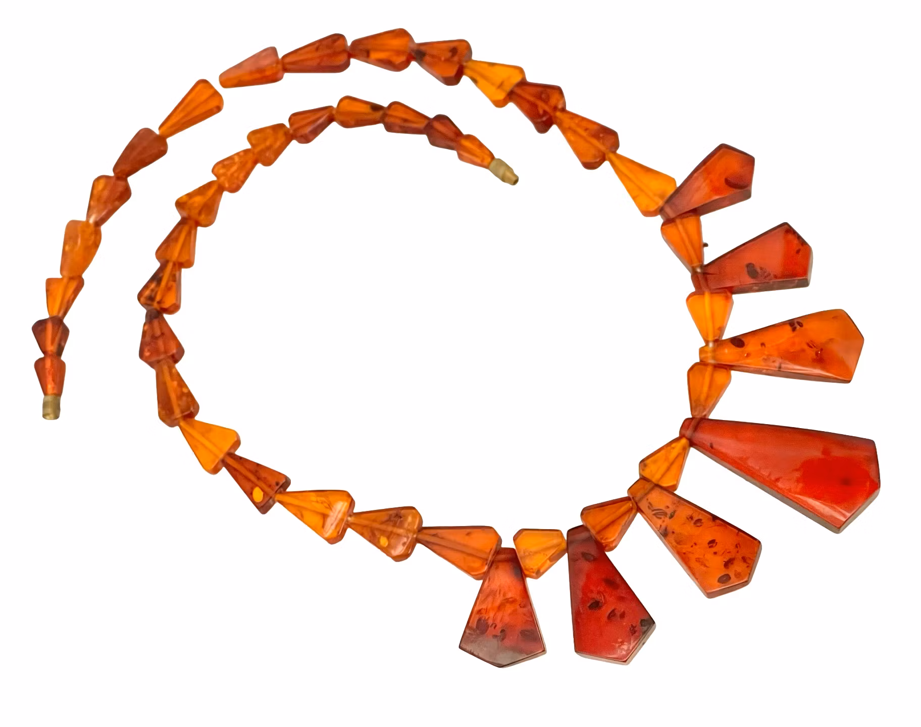 Naszyjnik w stylu art déco, szlifowany prawdziwy bursztyn, dozowany