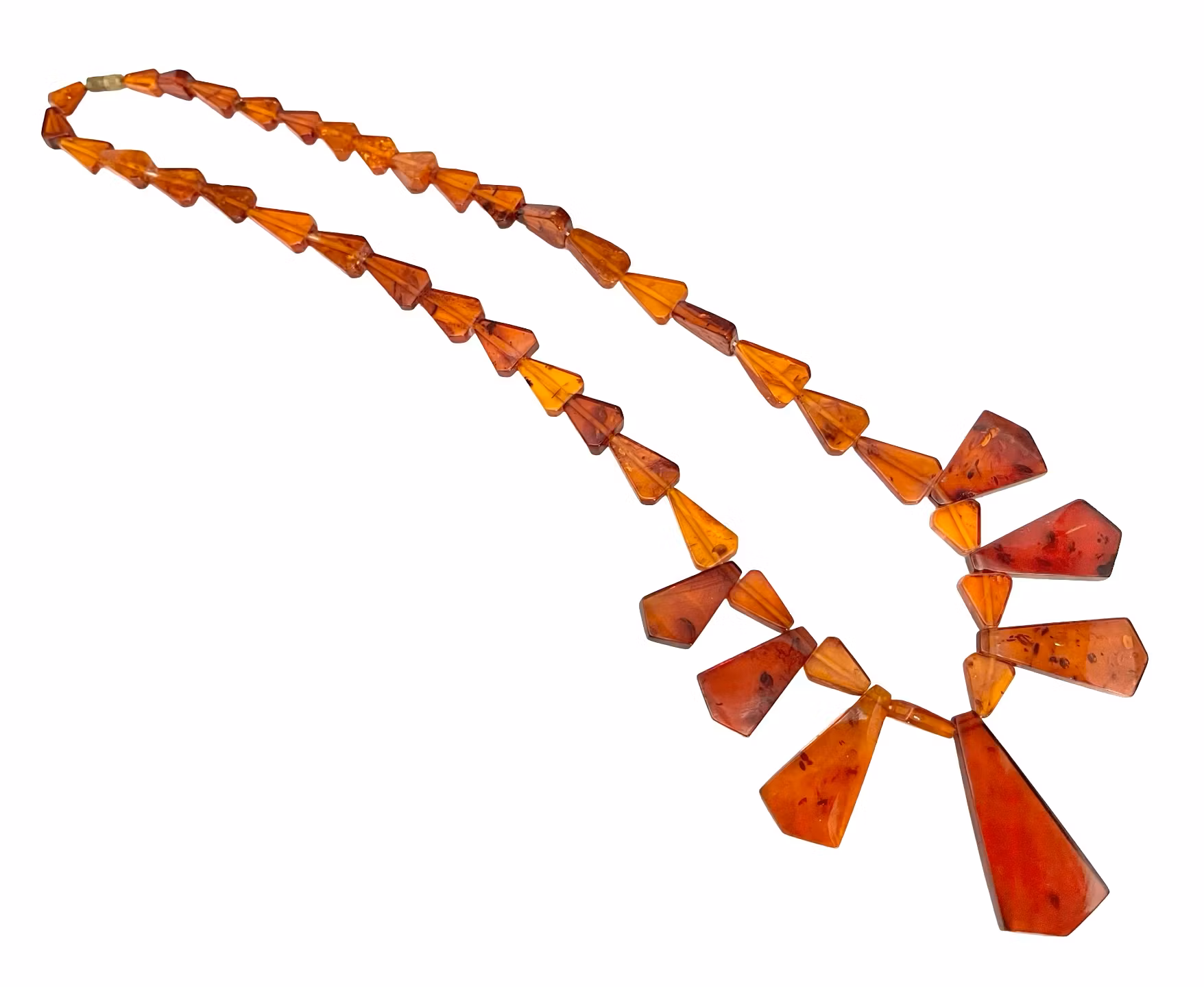 Naszyjnik w stylu art déco, szlifowany prawdziwy bursztyn, dozowany