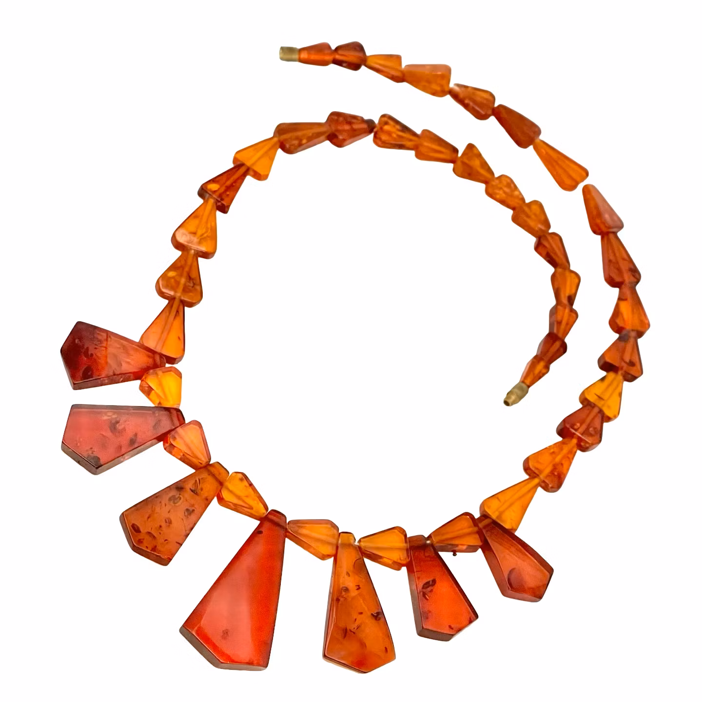 Naszyjnik w stylu art déco, szlifowany prawdziwy bursztyn, dozowany