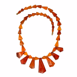 Collana art déco, ambra autentica tagliata, dosata