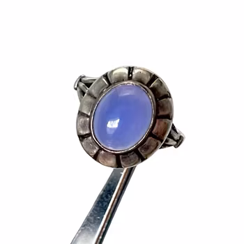 Vintage ALTON silver ring med cachonslipad blå Kalcedon