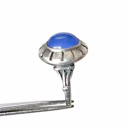 Vintage ALTON sølvring med cachonslebet blå chalcedon