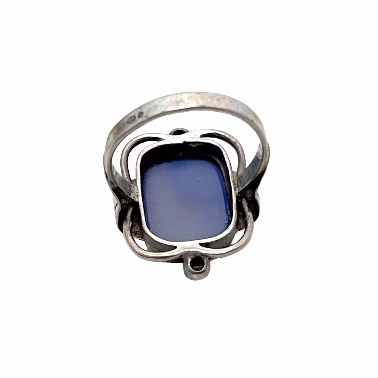 Vintage silver ring with blue chalcedony
