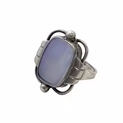 Vintage sølvring med blå chalcedon