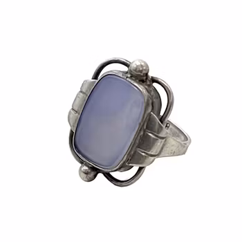 Vintage silver ring med blå Kalcedon