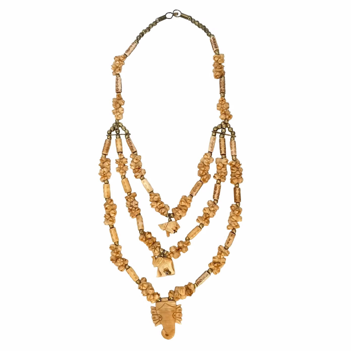 Vintage Afrikanska Handsnidad ben halsband