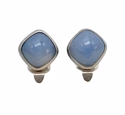 Vintage GUSSI een paar oorbellen in sterling zilver 925 met blauwe chalcedoon