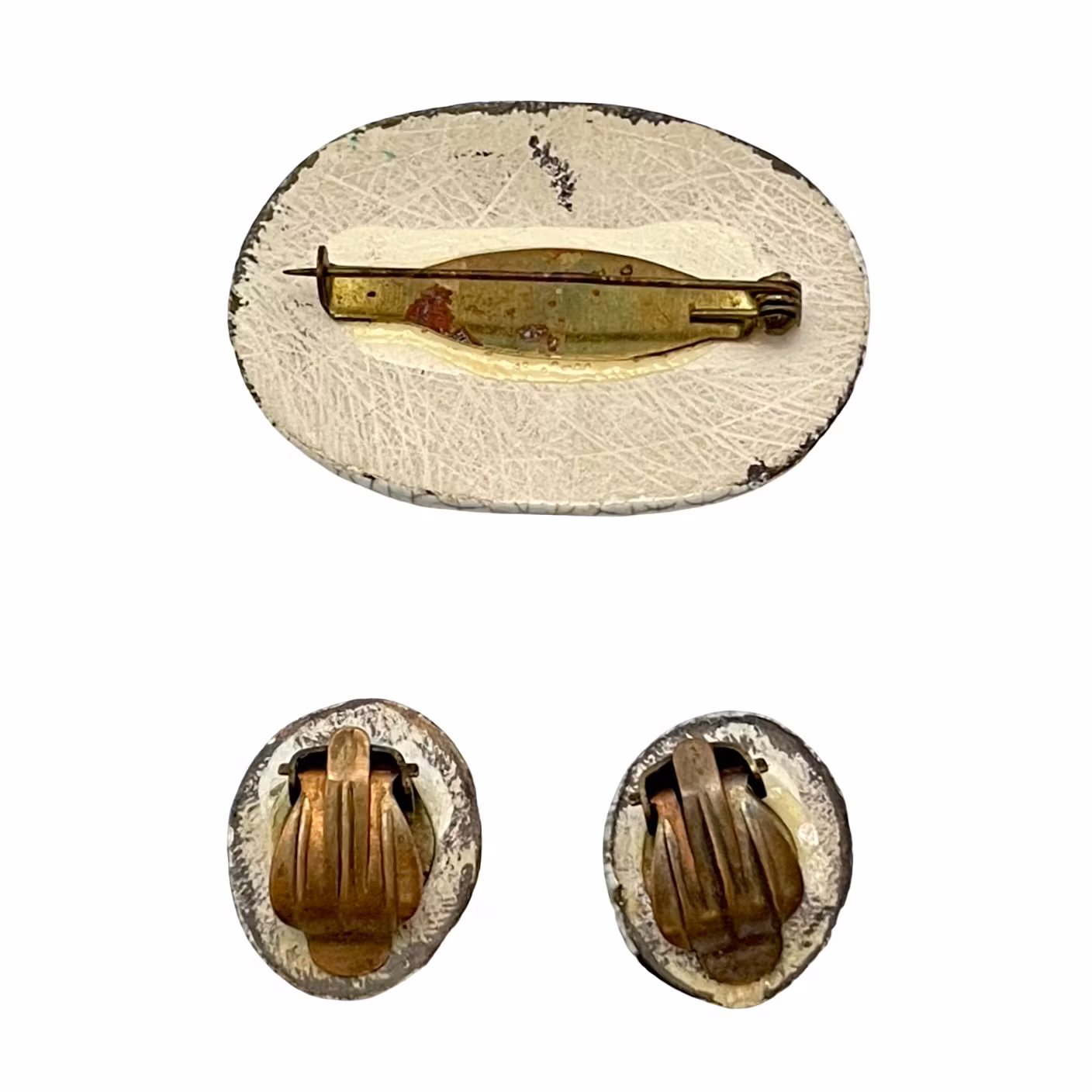 Antik BROSCH & ÖRHÄNGEN, Handmålad Porslin