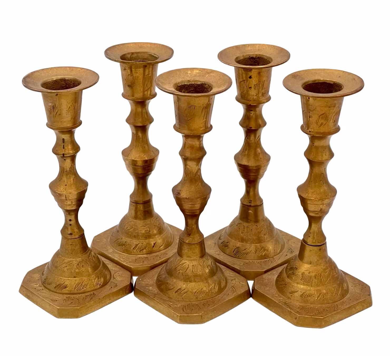 PORTACANDELE, 5 pezzi, Ottone