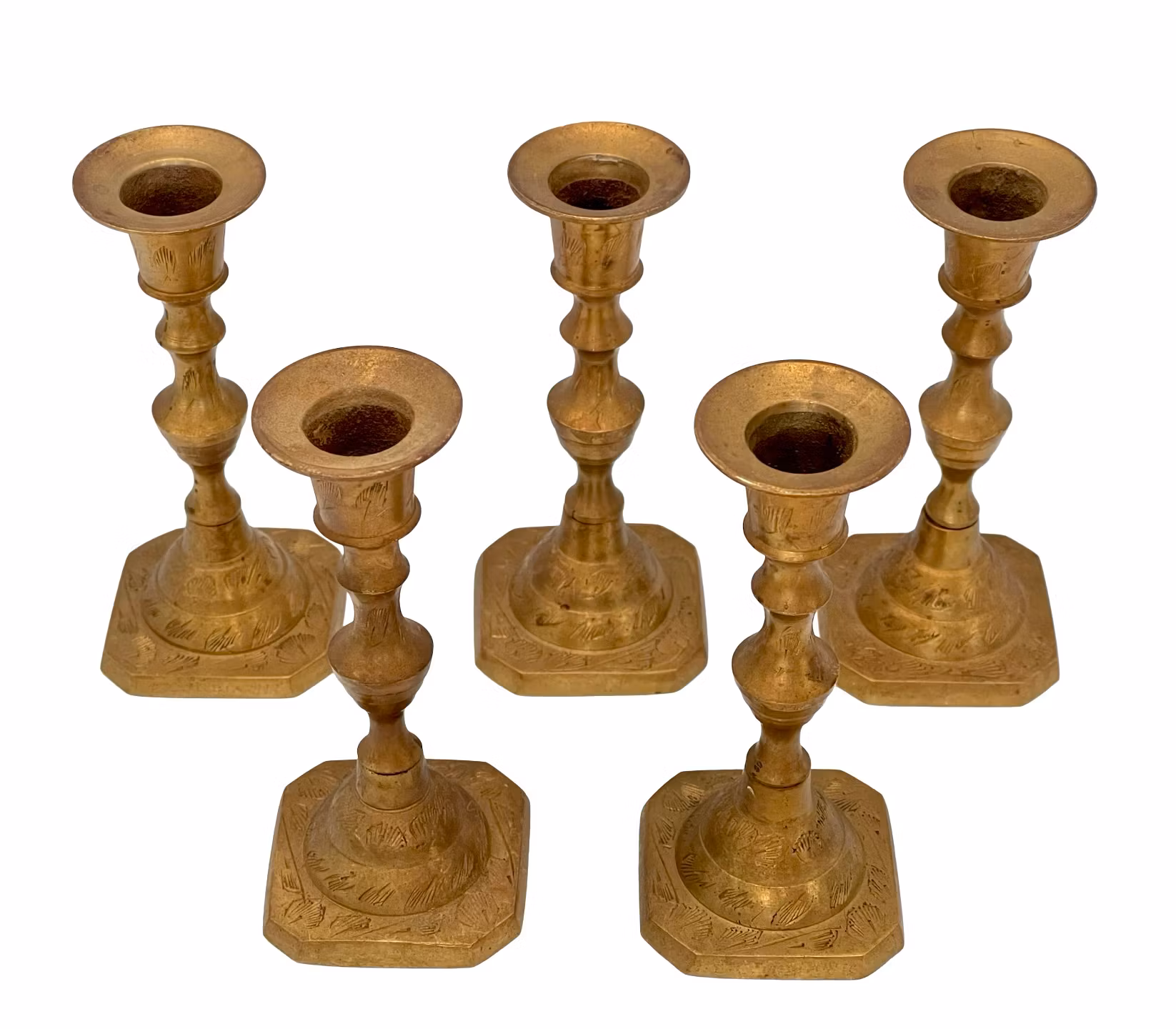 PORTACANDELE, 5 pezzi, Ottone