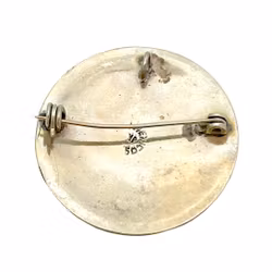 Broszka/Wisiorek vintage, Czarny onyks z kwiatem z masy perłowej, alpaka Meksyk