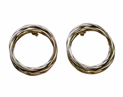 EARRINGS 1 pair - 925 sterling Silver with gold-plated Silver, Italy