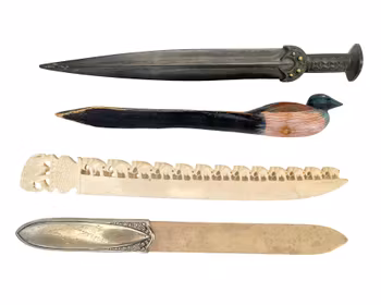 BREVKNIVAR, 4 st, Brons, Ben & Nysilver och Trä