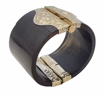 Vintage brett svart horn armband