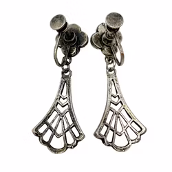 Vintage OHRRINGE 1 Paar - Weißes Metall