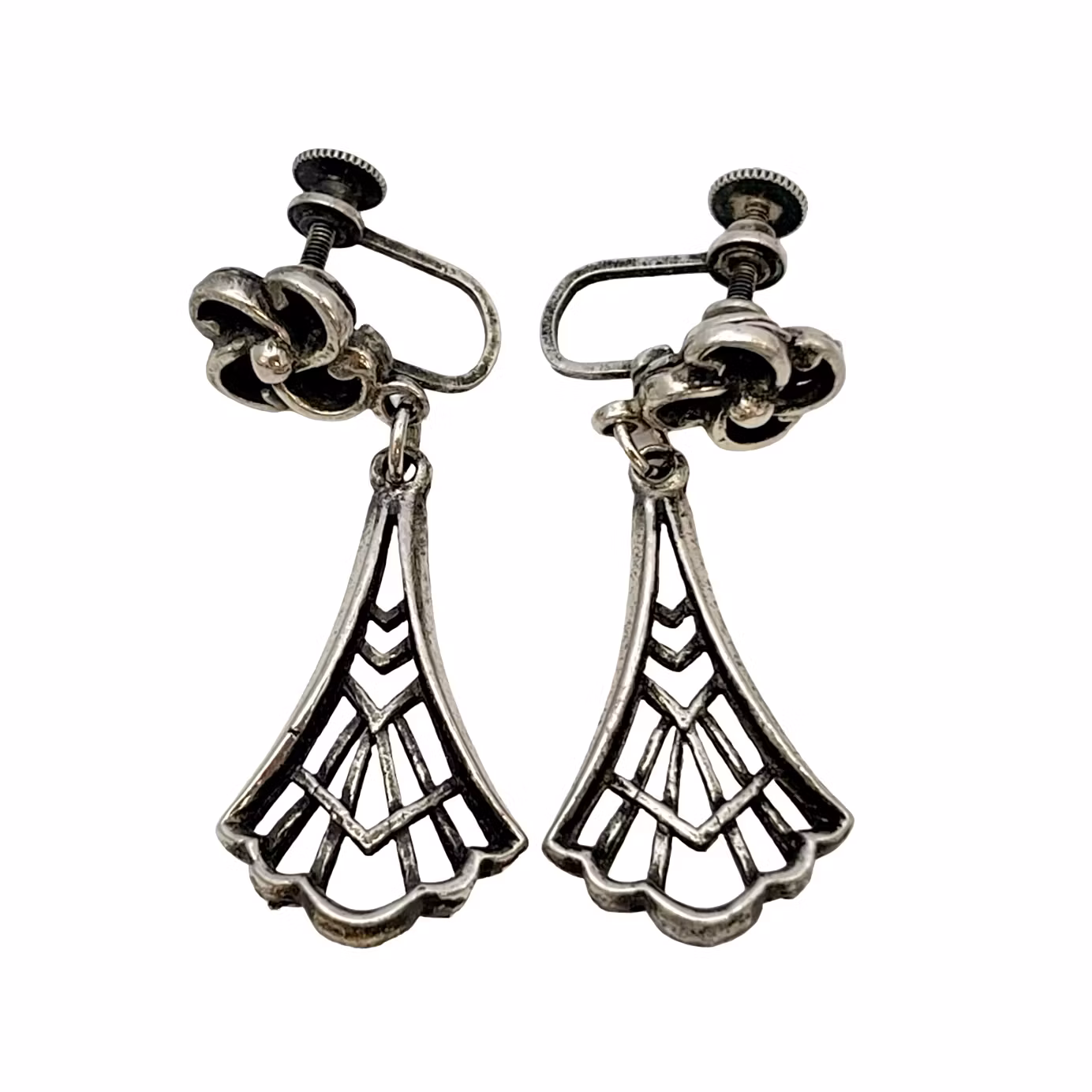 Vintage ÖRHÄNGEN 1 par - Vitmetall