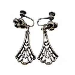 Vintage OHRRINGE 1 Paar - Weißes Metall