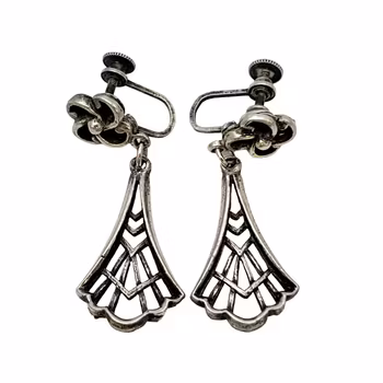 Vintage ÖRHÄNGEN 1 par - Vitmetall