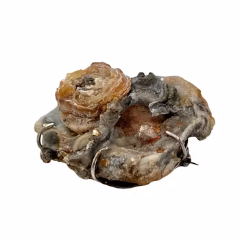 Vintage BROSCH - Agat geod / kalcedon rosett med silver