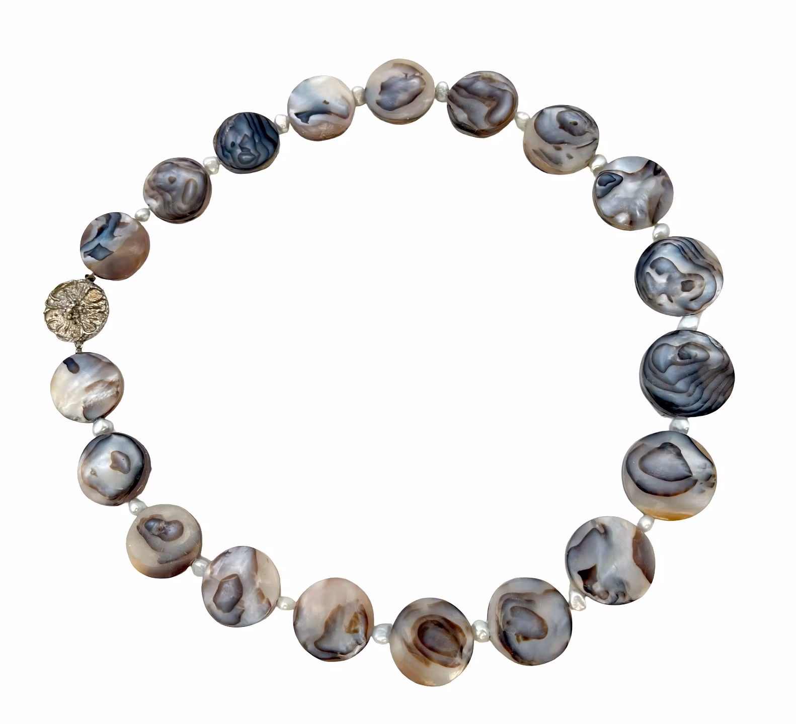 Vintage COLLIER Pärlemor med odlade små pärlor silverlås