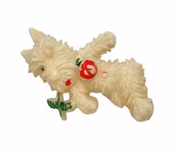 Hundebrosche aus Kunststoff aus den 30er Jahren