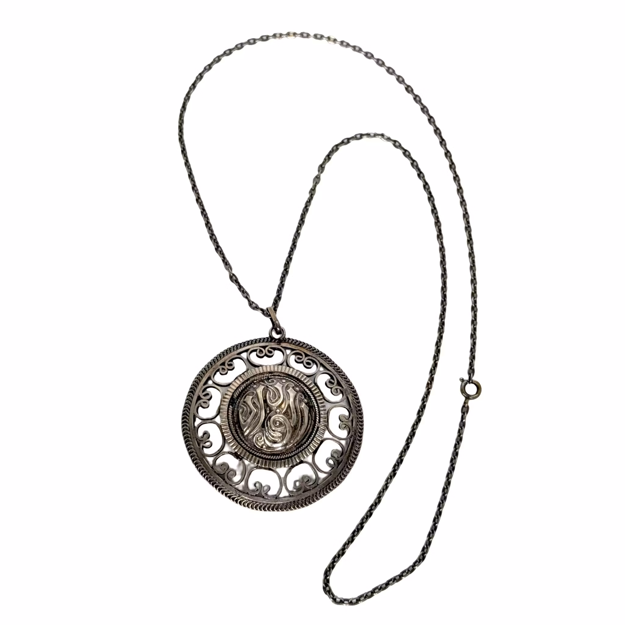 Srebrny naszyjnik vintage z zawieszką