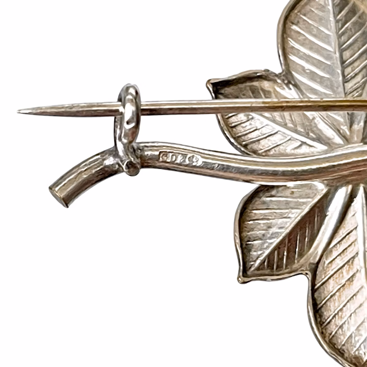 Vintage Gustaf Dahlgren silverbrosch - lövdesign, Sverige