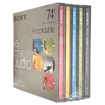 Sony CDR Audio - 74 CRX - Music use, (5-disc) Inplastad