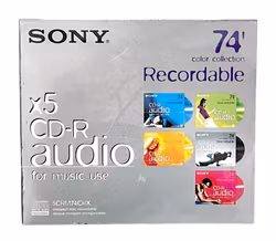 Sony CDR Audio - 74 CRX - Muziekgebruik, (5-disc) verpakt
